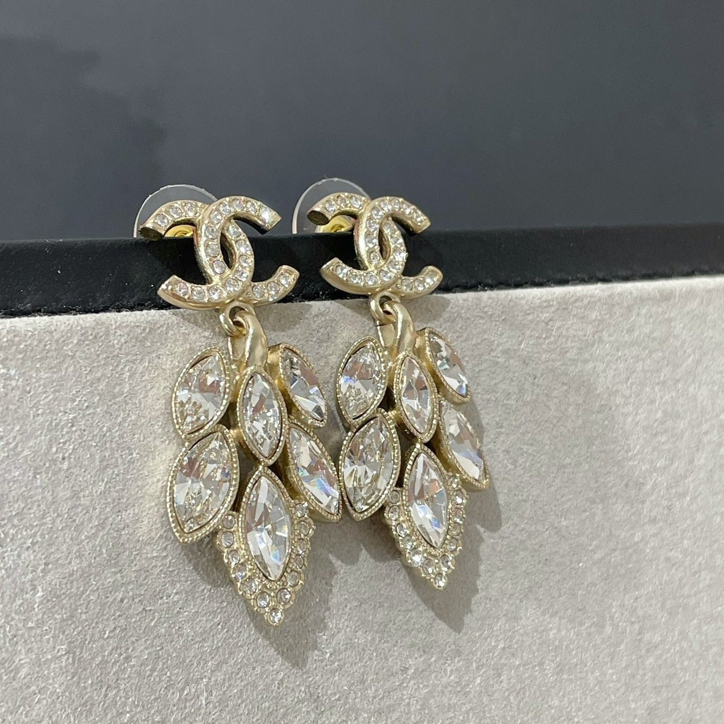 Chanel Small Fragrance Wheat Gold Diamond Earrings