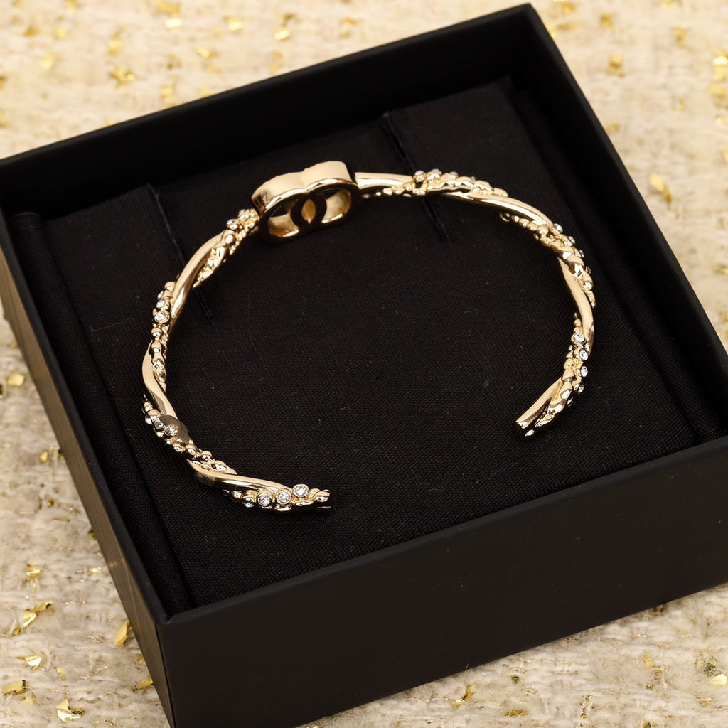 Chanel Twist Open Cuff Gold Bracelet