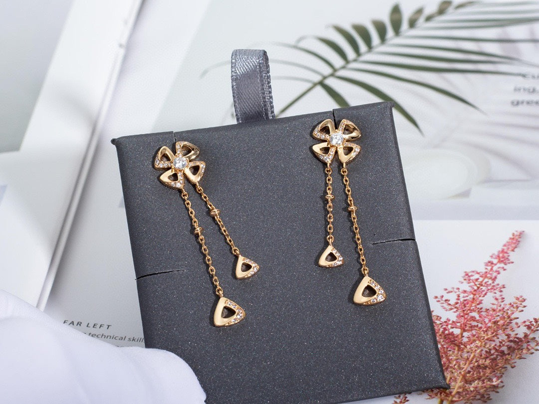 BVLGARI FIOREVER PINK GOLD DIAMONDS EARRINGS
