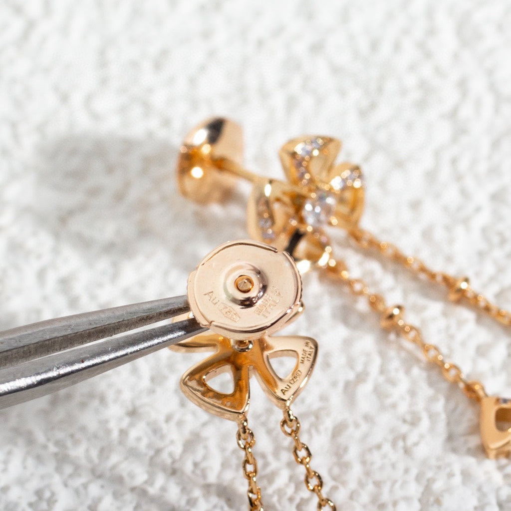 BVLGARI FIOREVER PINK GOLD DIAMONDS EARRINGS